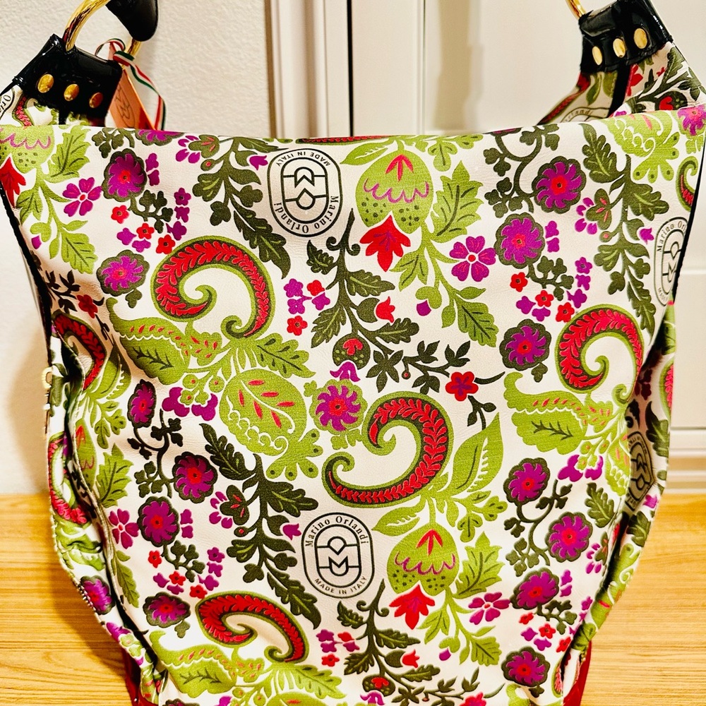 NEW MARINO ORLANDI LARGE LEATHER MULTICOLORED LADIES HANDBAG
